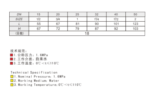 埃美柯黄铜排污过滤器尺寸图