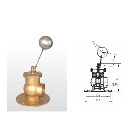 埃美柯黄铜法兰浮球阀结构图